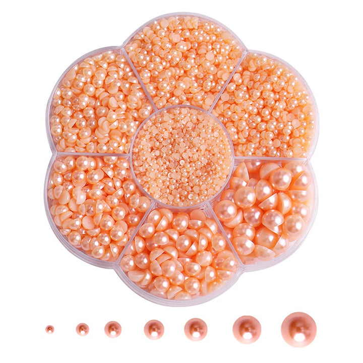 5800 Pcs Half Pearls for Crafts, Flatback Pearls for Artwork Making, DIY Rhinestones Accessory Nail Art, Face Gems Jewels Flat Back Craft Pearls - White