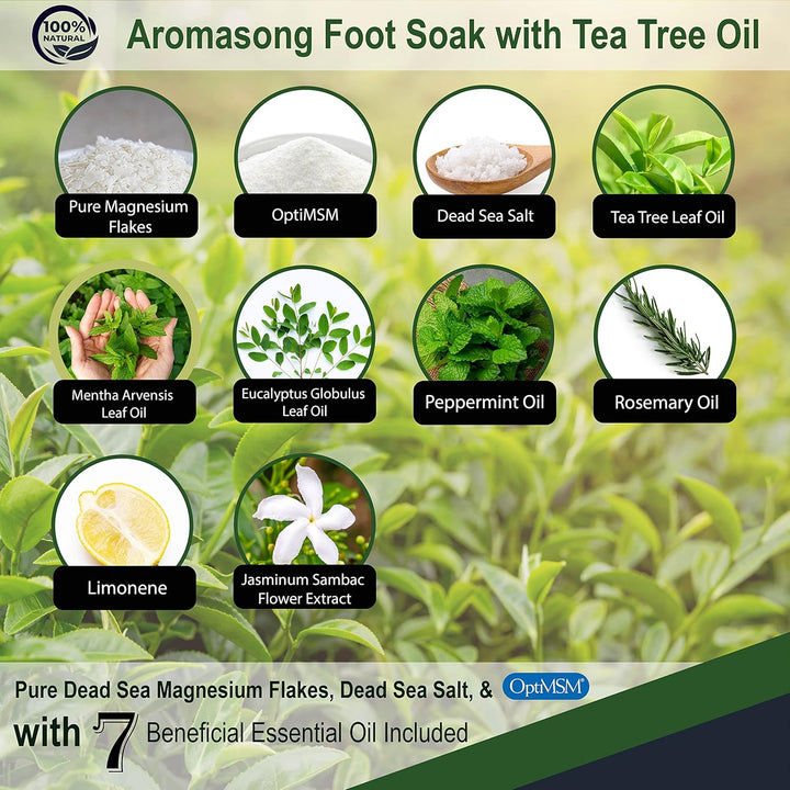 Tea Tree Foot Soak with Magnesium Flakes and Dead Sea Foot Soaking Salts - Pedicure Tea Tree Oil Foot Soak for Dry Cracked Feet-Athlete'S Callus Remover- Eliminates Odor- Packaging May Vary