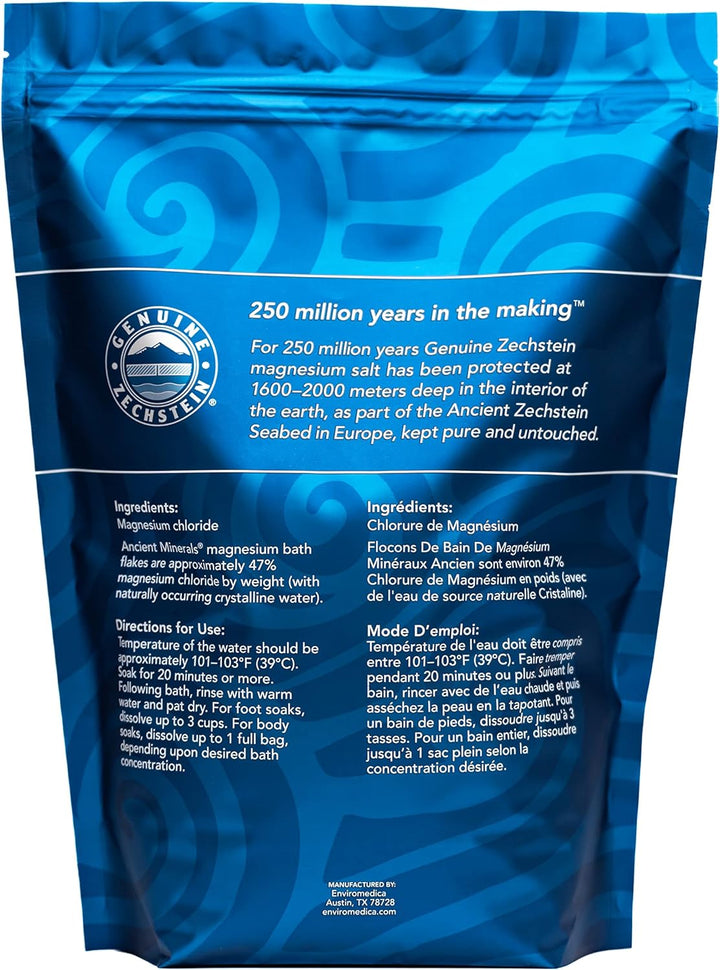 Magnesium Bath Flakes – Pure Zechstein Magnesium Chloride for Soaking and Whole-Body Replenishment, 8 Lb Bag