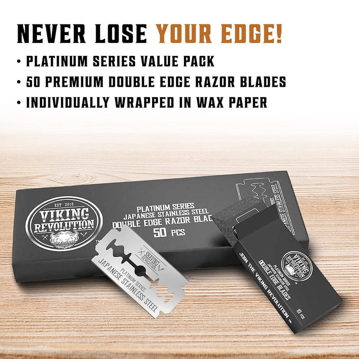 Double Edge Razor Blades - Men'S Safety for Shaving Platinum Japanese Stainless Steel a Smooth, Precise and Clean Shave - 50 Count