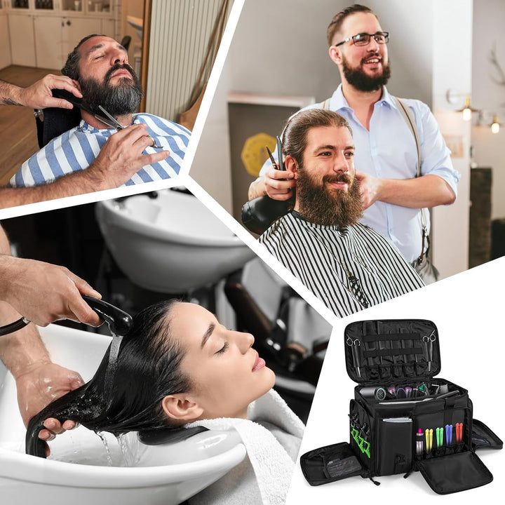 Barber Hairdresser Bag Supplies Bag with Adjustable Dividers, Barber Tools Storage Hair Clipper Case Organizer for Scissors Clippers Trimmers & Haircut Kits, Barber Travel Case