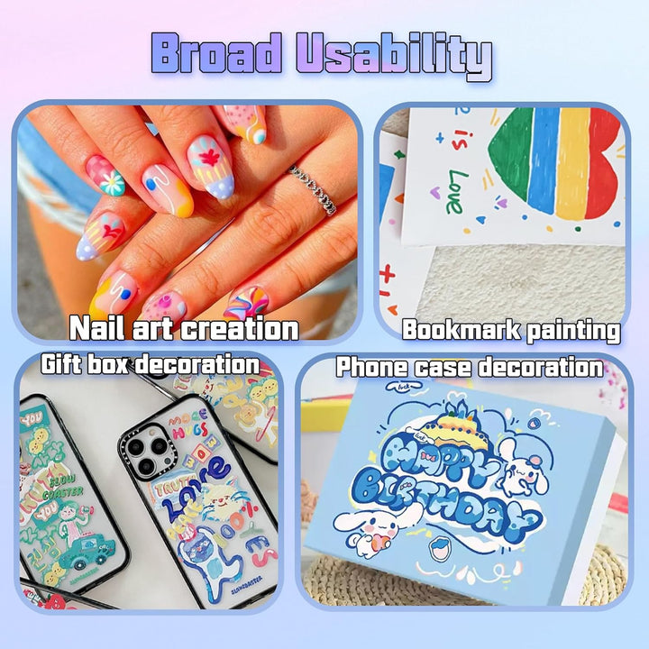 18 Colors Nail Art Pens Set, 3D Gel Nail Polish Pen Water-Based Quick Drying, Acrylic Nail Paint Pens Kit Drawing Painting Liner Dotting Graffiti Manicure for Home Salon DIY