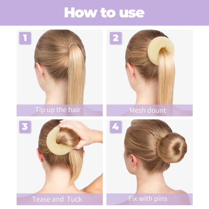 Donut Bun Maker, 3PCS Hair Bun Maker with 20PCS Bobby Pins Blonde for Ballet Styling