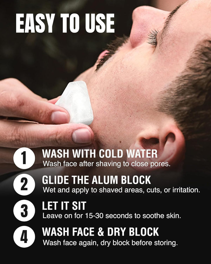3.7 Ounce Alum Block in Plastic Case | Upgrade Your Shave - Soothing Aftershave Solution for Shaving Razor Burn Relief - Travel Friendly Durable Plastic Case Included