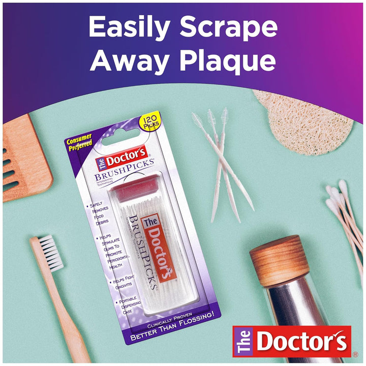 Brushpicks, Interdental Brushes and Dental Pick 2-In-1, Plaque Remover for Teeth, 120 Toothpicks, 1 Pack