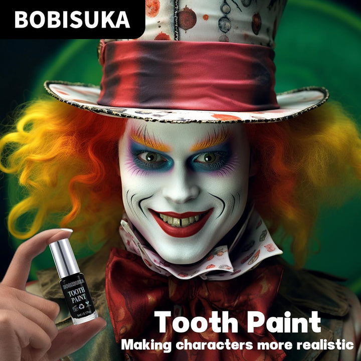 Black Tooth Paint, Professional Black Out Teeth Makeup Solution - Safe, Quick Dry & Realistic, Perfect for Cosplay, Halloween Makeup, Theater, and Special Effects (5 Ml)
