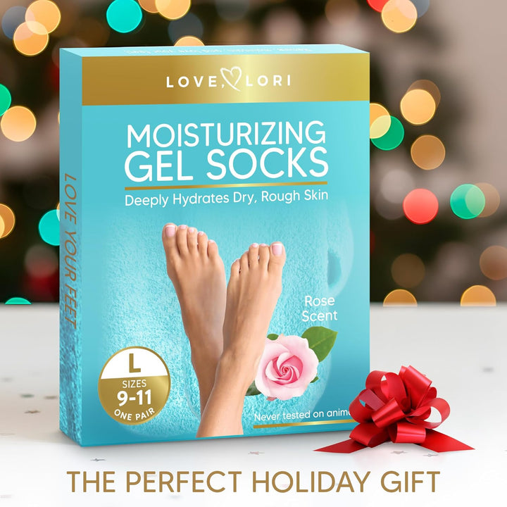 Moisturizing Socks - Gel Silicone Aloe Spa Socks (Sizes 9-10) Infused with Vitamin E & Jojoba Oil - Self Care Gifts for Women, Spa Gifts for Women, Stocking Stuffers for Adults