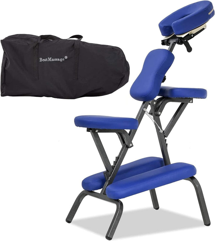 Portable Massage Chair – Foldable Tattoo & Spa Chair with Adjustable Face Cradle, High-Density Cushion, Lightweight Frame & Carry Bag, Black