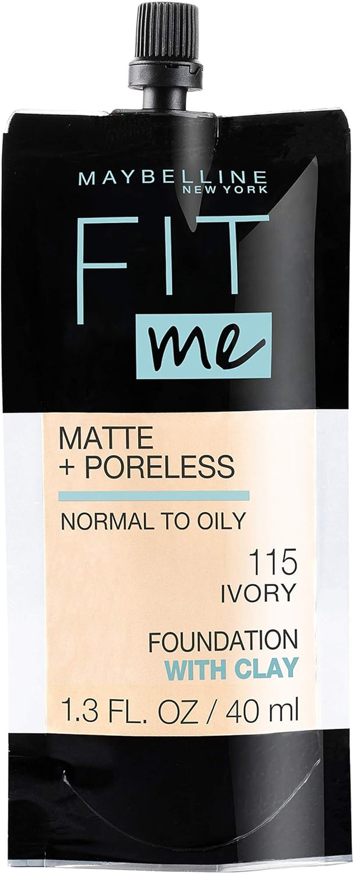 Fit Me Matte + Poreless Liquid Oil-Free Foundation Makeup, Classic Ivory, 1 Count (Packaging May Vary)