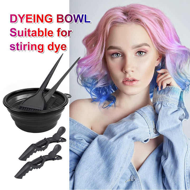 5Pcs Professional Salon Hair Coloring Dyeing Kit, Hair Bleach Dit Hair Coloring Products with Hair Dye Brush, Hair Color Bowl, Hair Clips