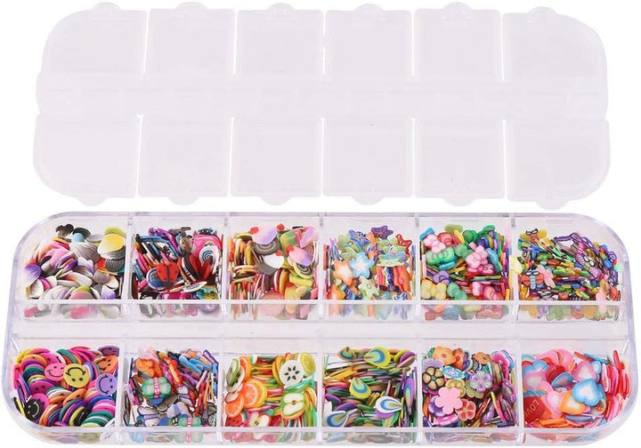 Nail Art Slice with Fruit Flower Food Slice Assorted Designs Polymer Clay Nail Decoration Slice for Slime DIY Craft Projects Decoration