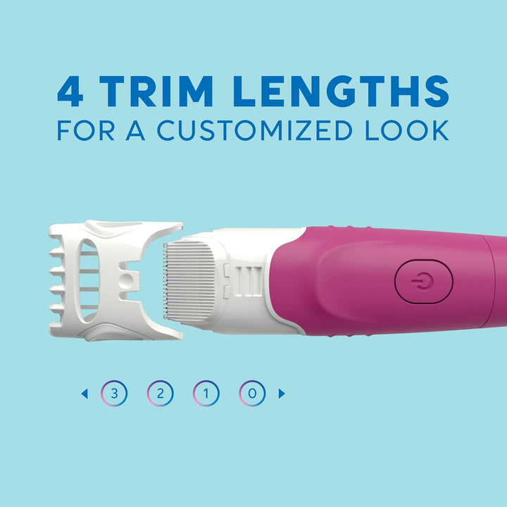 Trimstyle Razor with Bikini Trimmer for Women | 2-In-1 Bikini Razor for Women and Womens Trimmer for Pubic Hair, Includes 1 Waterproof Handle, 3 Refills & 1 AAA Battery