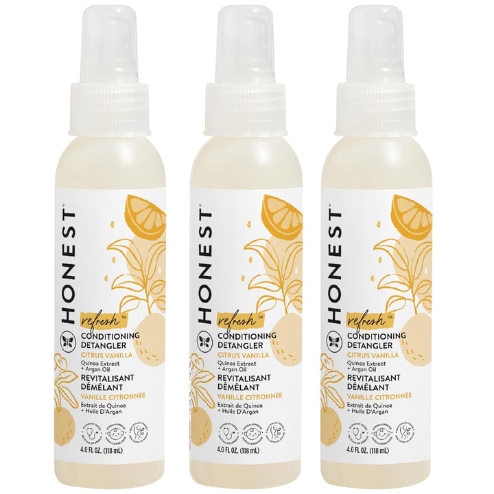 Conditioning Hair Detangler, Tear-Free Hypoallergenic Leave-In Conditioner and Fortifying Spray, Citrus Vanilla Refresh, 4 Fl Oz