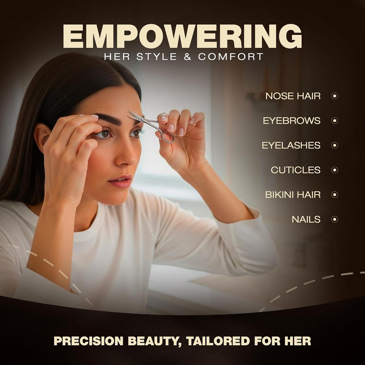 Eyebrow Scissors, Professional Stainless Steel Small Shears for Men and Women, Nose Hair Scissors for Grooming Mustache, Beard, Eyelashes, Ear Hair Trimming, Silver