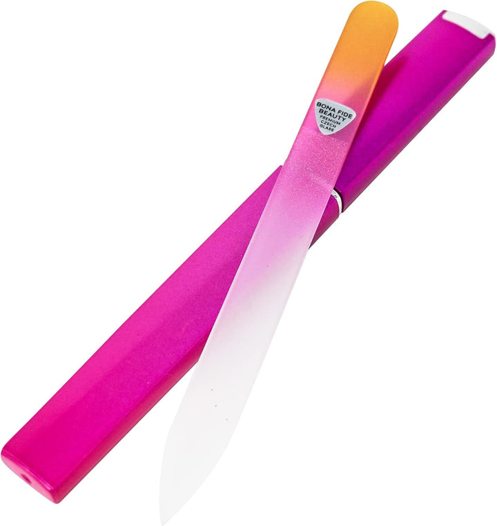 Czech Glass Nail Files for Natural Nails (Clear) - 1Pc Crystal Nail Filer, Nano Glass File with Case Handcrafted in the Czech Republic