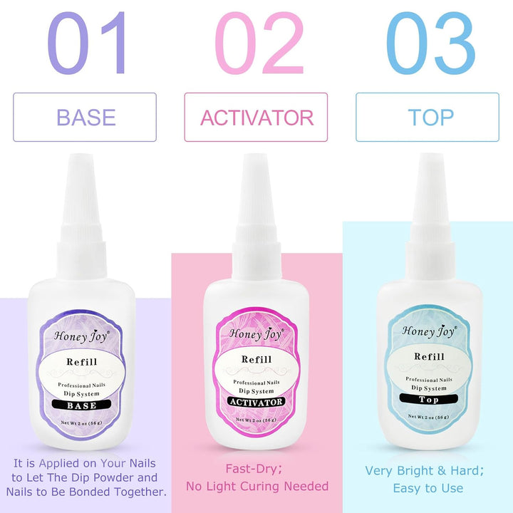 56Ml / 1.91Oz Refill Gel Base Top Sealer Dry Activator for Dipping Powder Pre-Bond Liquid No Lamp Cure Dip Nails Natural Dry, 56Ml-Base Coat…