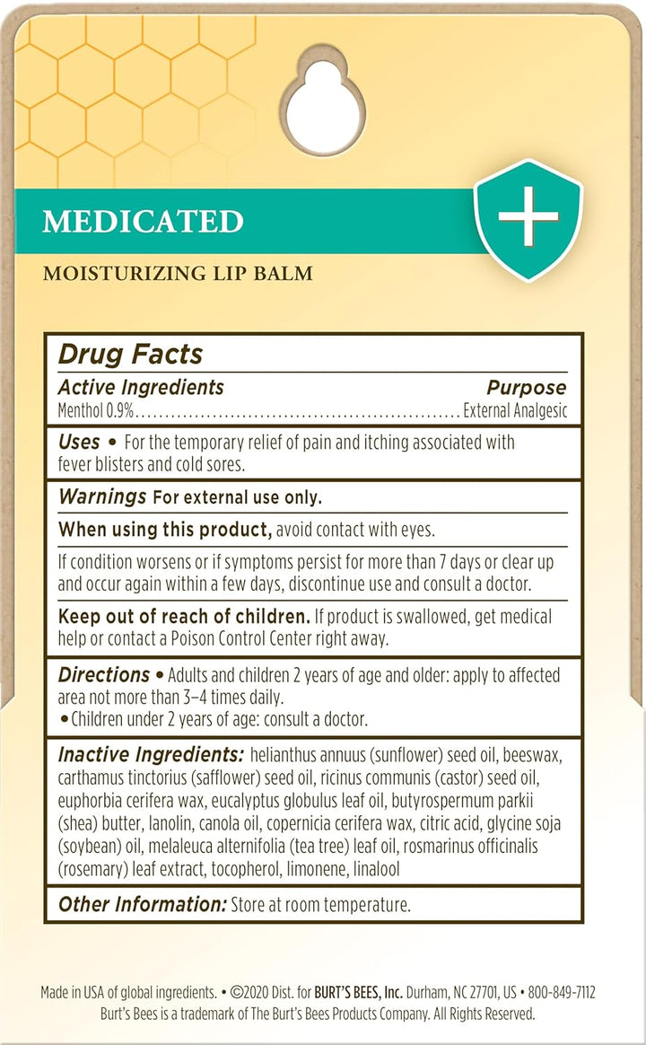 Lip Balm Stocking Stuffers, Moisturizing Lip Care Christmas Gifts for Dry Chapped Lips, Medicated with Menthol & Eucalyptus, 100% Natural (2-Pack)