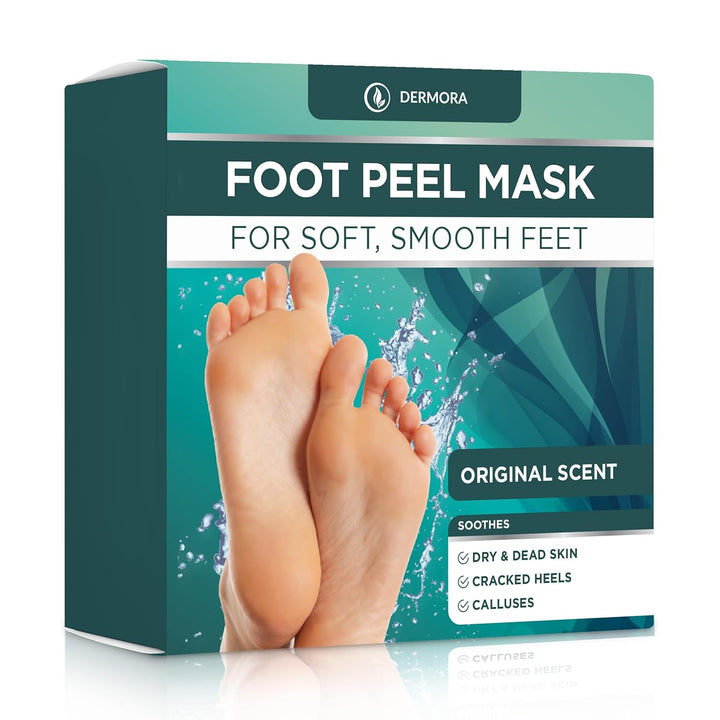 Foot Peel Mask - 2 Pack of Regular Size Skin Exfoliating Foot Masks for Dry, Cracked Feet, Callus, Dead Skin Remover for Baby Soft Feet, Original Scent