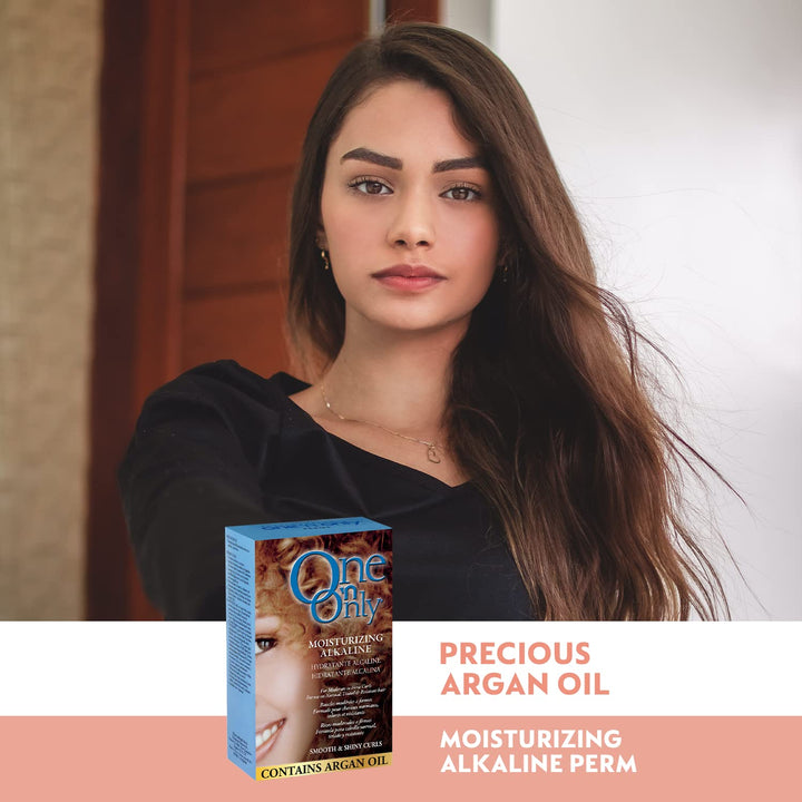 Moisturizing Alkaline Perm with Argan Oil, Moderate to Firm Curls, Fresh Scent, True-To-Rod Size Curls, Leaves Hair Shiny, Moisturized, and Manageable,