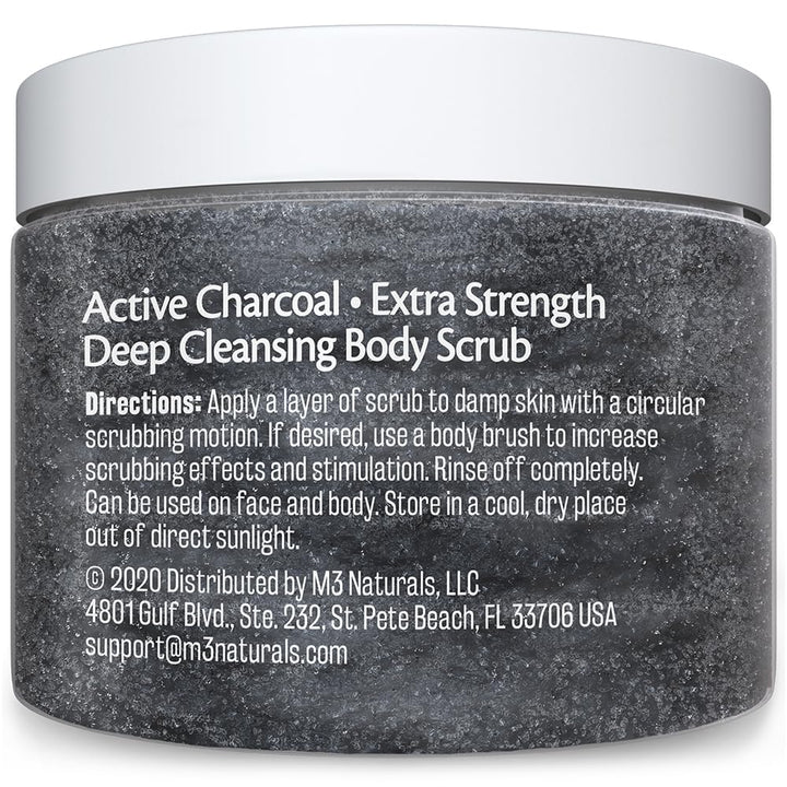 Exfoliating Charcoal Scrub with Collagen & Stem Cells – Salt Scrub for Body Toning, Cellulite, Armpit Detox, and Skin Smoothing for Face, Feet, and Body by .