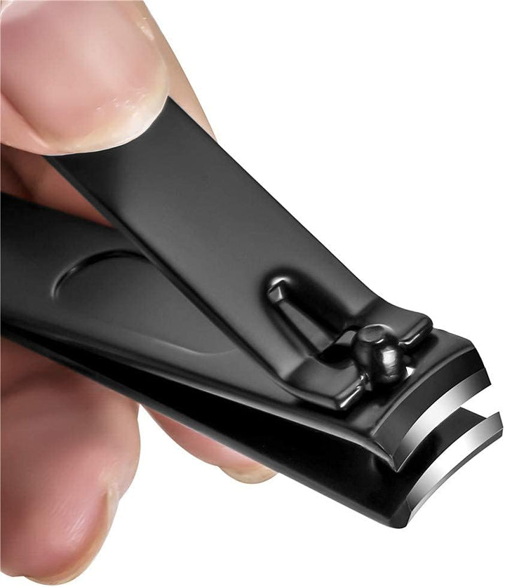Nail Clippers Set, Sharp Stainless Steel Fingernail Clipper & Toenail Clippers, Black Nail Cutter, Large and Small 2 Piece Set.