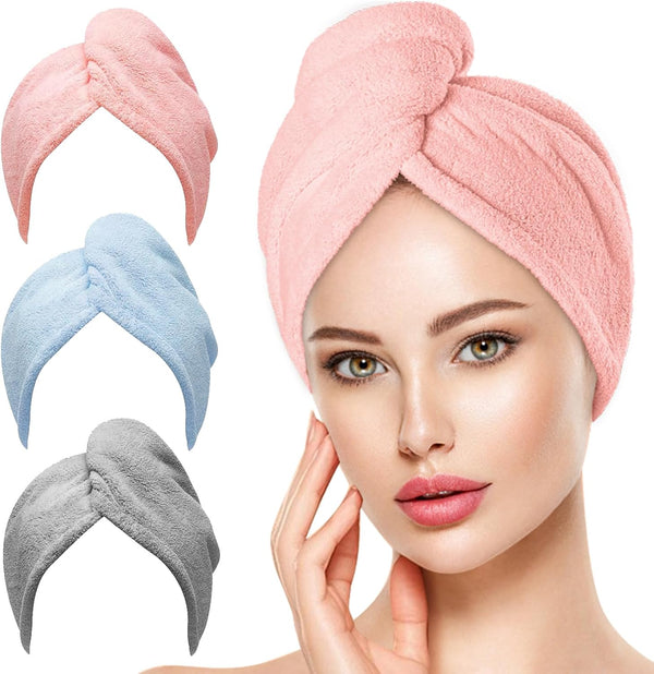 Microfiber Hair Towel for Women: Christmas Stocking Stuffers for Women Teen Girls Kids Drying Wrap Towels for Curly Hair Head Accessories 3 Pacs anti Frizz Mom Gifts