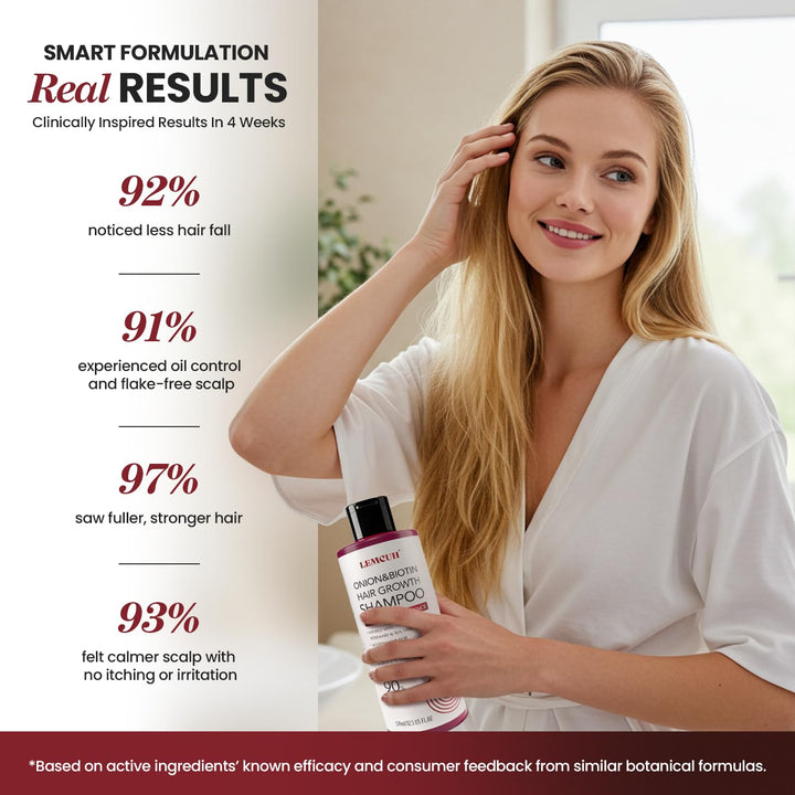 Onion & Biotin Hair Growth Shampoo: Infused with Natural Rosemary Tea Tree anti Hair Loss Shampoo - Scalp Smooths Thickening Formula Support Hair Regrowth for Women Men 12.5Fl Oz