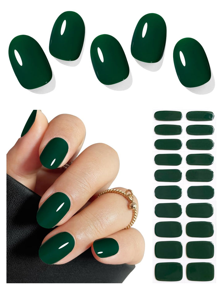 Semi Cured Gel Nail Strips (Burgundy Red), 20 Pcs Gel Nail Wraps, Stickers, UV Light Required, Salon Quality, Long Lasting