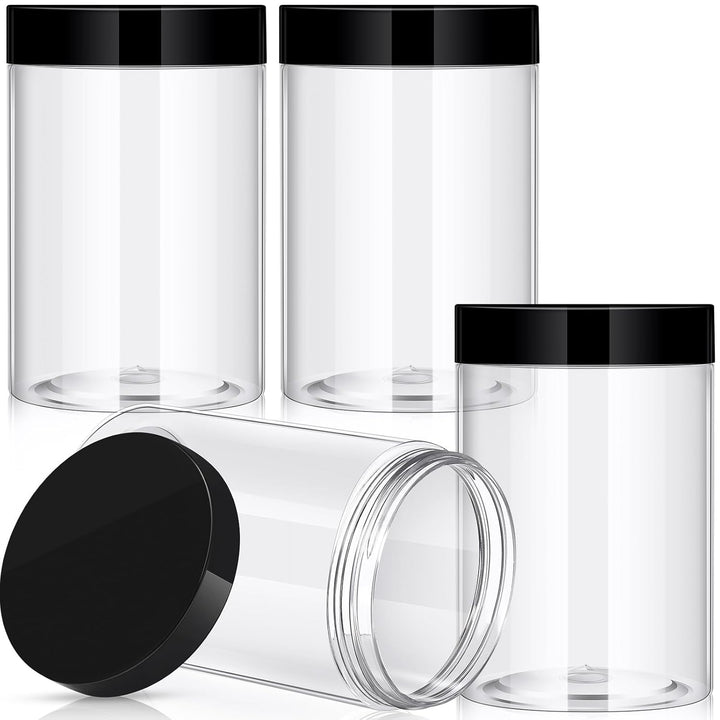 4 Pieces round Wide-Mouth Leak Proof Plastic Container Jars with Lids for Travel Storage Makeup Beauty Products Face Creams Oils Salves Ointments DIY Making(1 Ounce,White)