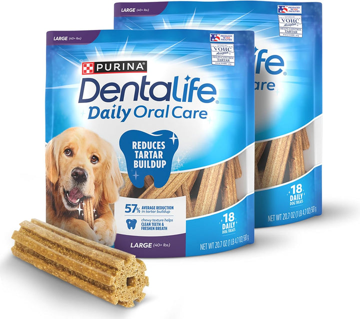 Purina  Made in USA Facilities Large Dog Dental Chews, Daily - 18 Ct. Pouch