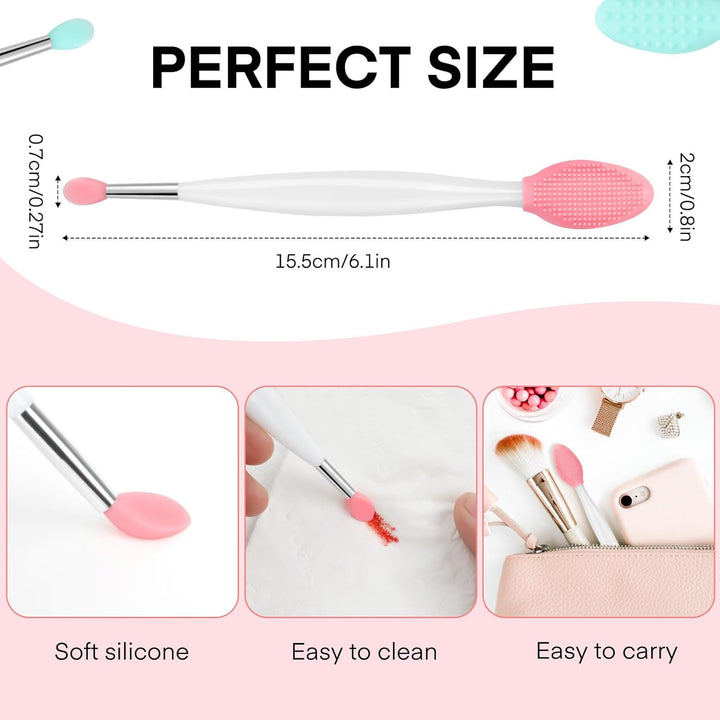 Lip Scrub Brush - 2 PCS Dual-Ended Lip Scrubber Exfoliator and Silicone Lip Brush, 3-In-1 Silicone Lip Scrub Tool Lip Mask Applicator, Gentle Exfoliator & Applicator for Soft
