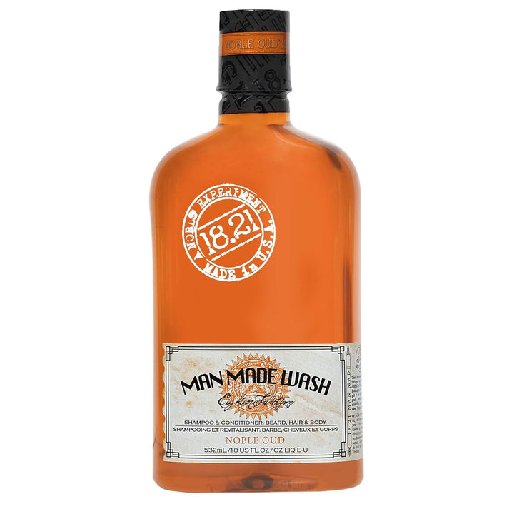 18.21 Man Made 3-In-1 Body Wash, Shampoo, & Conditioner for Men, All Hair & Skin Types, Strengthens and Moisturizes in a Manly Aroma, 18Oz