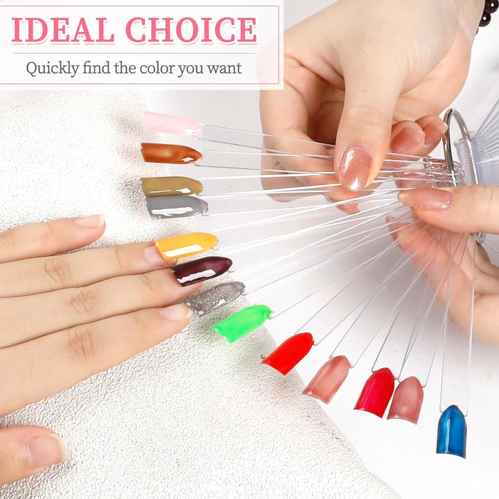 100 Pcs Nail Swatch Sticks with Ring, Nails Art Display/Nail Practice Sticks for Home or Salon Use, 2 Pack Number Stickers