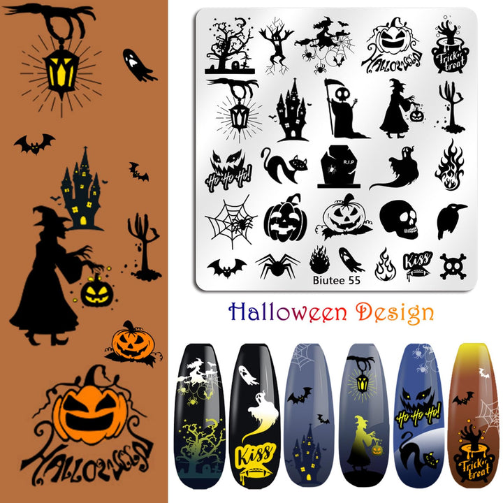 Nail Stamper Kit 15Pcs Nail Art Stamp Plate 8Pcs Stamp Gel Polish 1Pcs Nail Stamper Scraper Set with Storage Bag, Nail Stamp Template Kit Flower Lace Animal Star Halloween Christmas Design