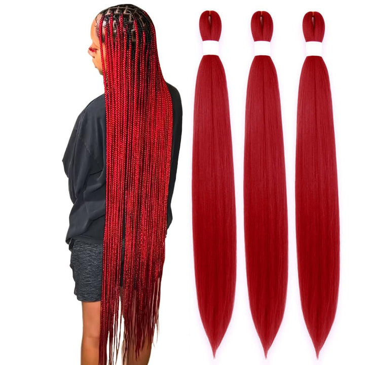 Purple Braiding Hair 20 Inch Pre Stretched Hair Long Straight Crochet Braids Yaki Texture Synthetic Fiber 4 Packs (Dark Purple)