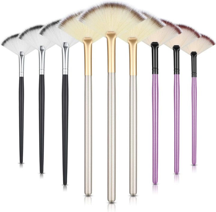 9 Pieces Facial Fan Mask Brushes, Soft Facial Applicator Brushes Tools for Peel Glycolic Makeup for Mud Cream(Champagne)