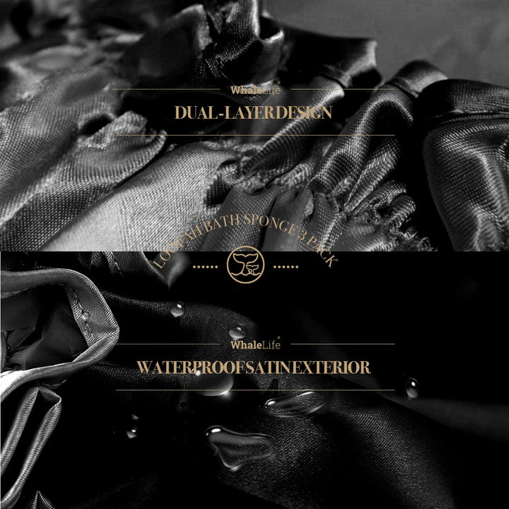 Extra Large Reusable Shower Cap for Men, Women (Black 4 Pack ) Satin Double Layer EVA Waterproof Long Hair Cap