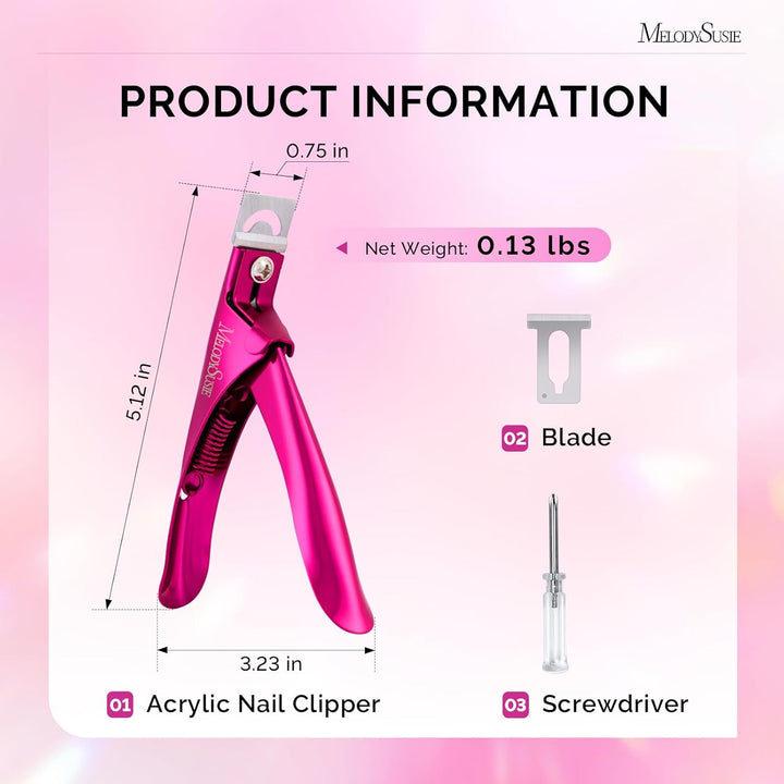 Acrylic Nail Clippers, Professional Nail Clippers Cutters for Acrylic Nails Fake Nail Tips, Adjustable Stainless Nail Trimmer, Manicure Tool for Salon Home Nail Art, Plum
