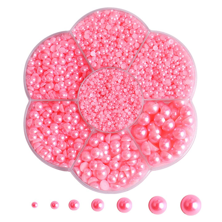 5800 Pcs Half Pearls for Crafts, Flatback Pearls for Artwork Making, DIY Rhinestones Accessory Nail Art, Face Gems Jewels Flat Back Craft Pearls - White
