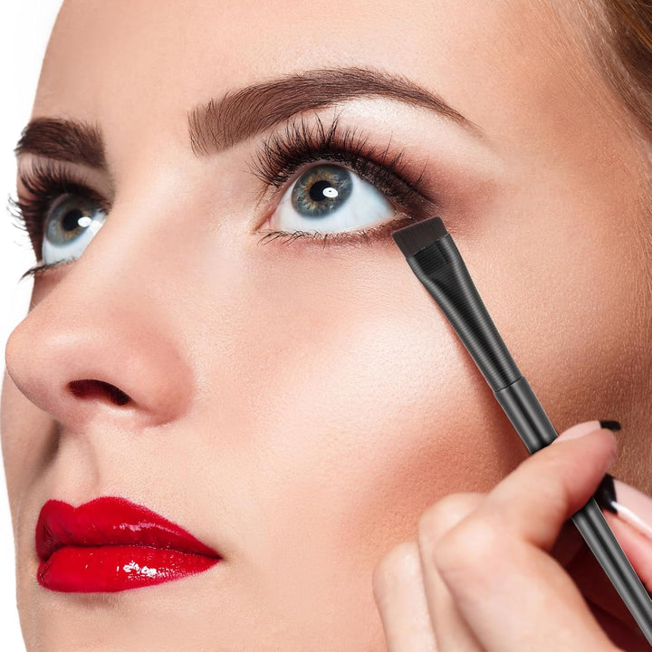 12 Pack Angled Eyeliner Brush Set Eyebrow Brushes, Flat Eyebrow Tint Brush, Ultra Thin Makeup Brush, Fine Slanted Eyebrow Brush Applicator, Eye Makeup Brush Applicator