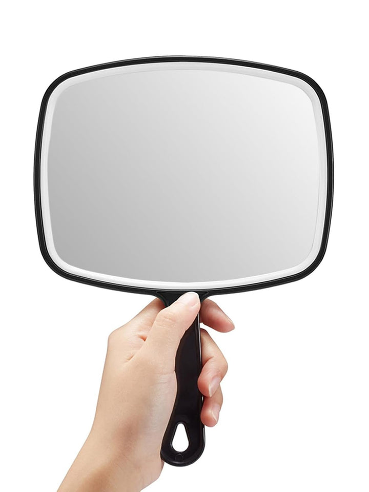 Hand Mirror, Black Handheld Mirror with Handle, 6.6" W X 9.2" L