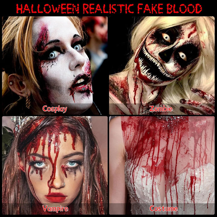 Halloween Fake Blood Spray, Washable Fake Blood Makeup, Halloween Realistic Fake Blood for Face Body Paint, Perfect for Vampire Makeup, Clown & Sfx & Cosplay & Zombie Make Up, 1 Pack