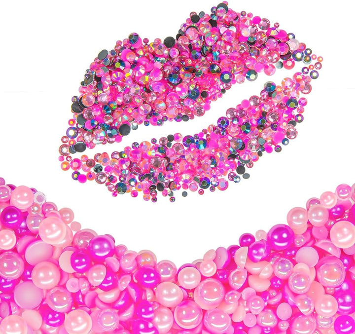 51G White Half Pearls for Crafting 4Mm 5Mm 6Mm 8Mm 10Mm Mix Sizes Pure White Flatback round Beads Charms for Nails Face Eyes Makeup Tumblers Bottles DIY Crafts Bedazzling Clothes Shoes Phones