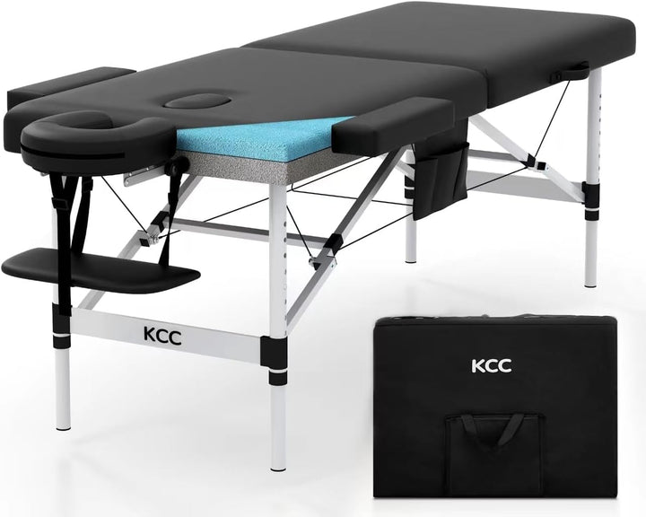 Memory Foam Massage Table Premium Portable Foldable Massage Bed Height Adjustable, 84 Inches Long 28 Inchs Wide Home Salon Spa Bed Tattoo Table with Accessories &Carrying Case, Easy Set Up