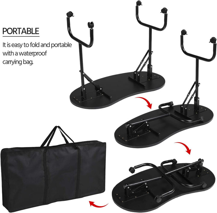 37-Inch Portable & Foldable Manicure Table Nail Desk Workstation with Large Drawer/Client Wrist Pad/Controllable Wheels/Carrying Case for Spa Beauty Salon Black