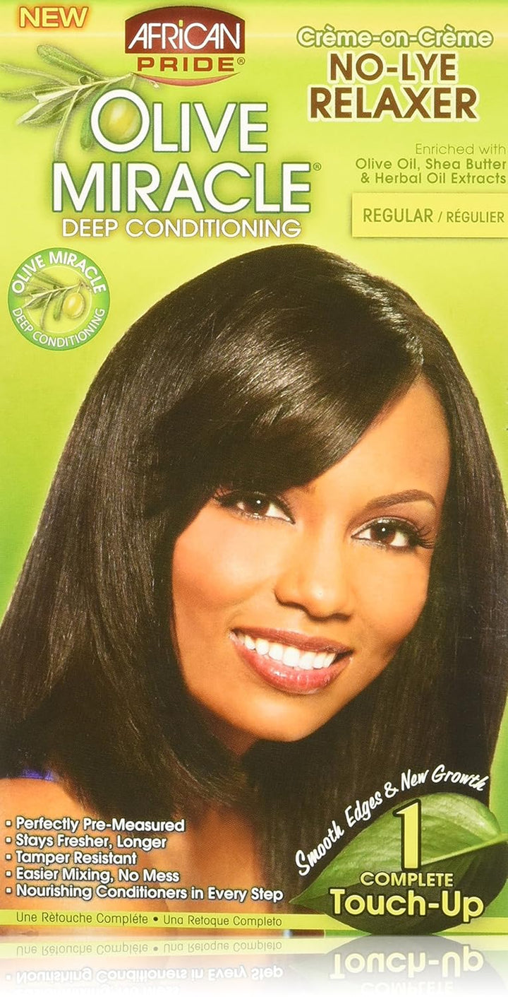Olive Miracle Deep Conditioning No-Lye Relaxer Super - Contains Aloe Vera, Castor Oil & Biotin to Condition, Moisturize & Protect Hair, 1 Kit