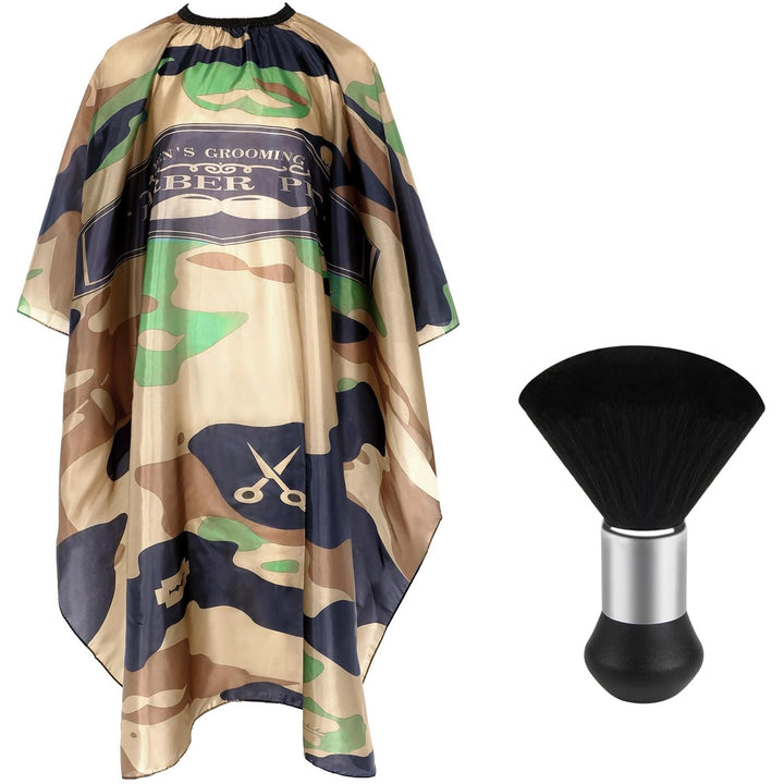 Professional Hair Cutting Cape with Neck Duster Brush, Salon Barber Cape, Hair Cutting Accessories (Black)