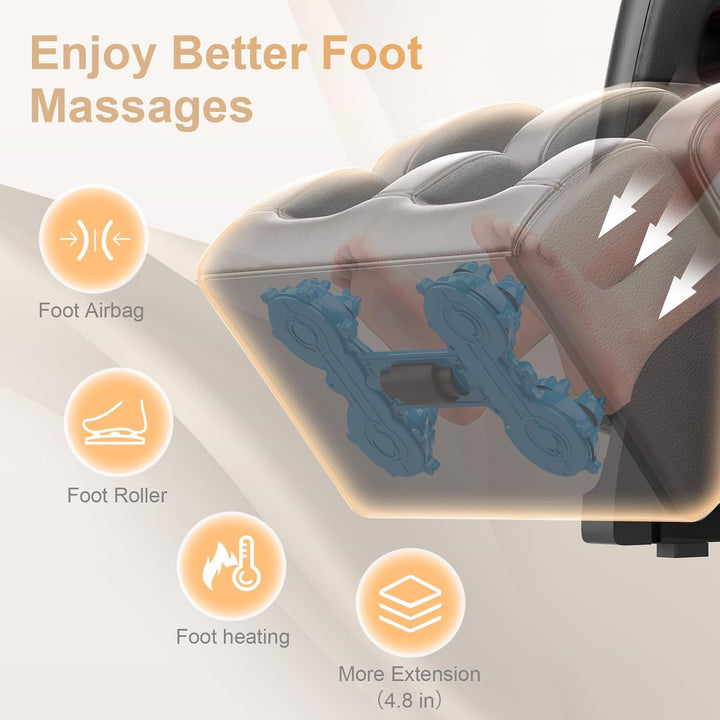 2025 Massage Chair Full Body, Zero Gravity Massage Chair with 10 Fix Rollers, Heating, Foot Massage, Auto Modes, Bluetooth Speaker, Touch Screen Controller (Upgraded Version)