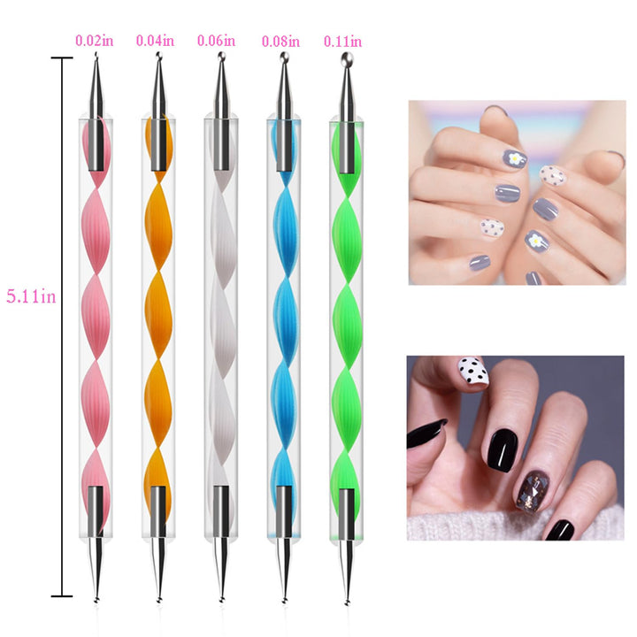 Nail Dotting Tools Set – 5PCS Dual-Ended Dotting Pens & 3PCS Nail Art Brushes for DIY Nail Art, Painting & Design