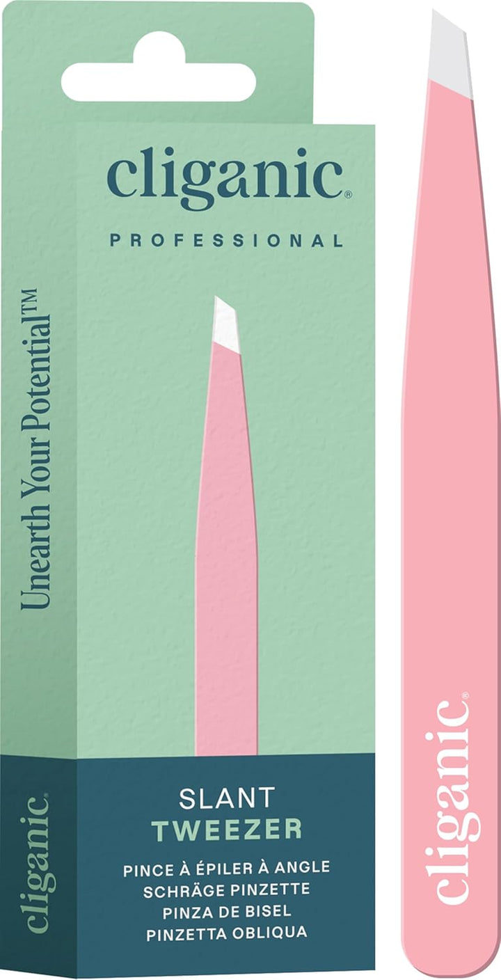 Professional Eyebrow Tweezers Slant Tip (Blue) - Precision for Men & Women, Stainless Steel Best for Plucking Chin Facial Hair